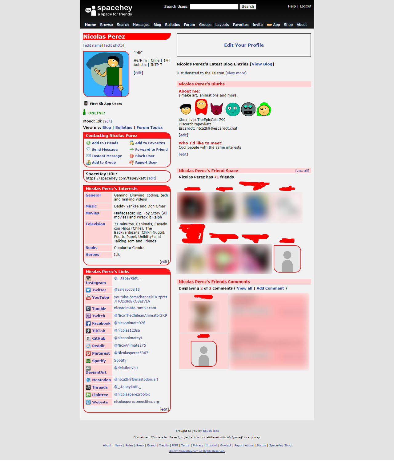 My first Spacehey layout by delationyou on DeviantArt