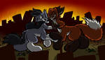 Giant Foxtaur Battle by Virmir