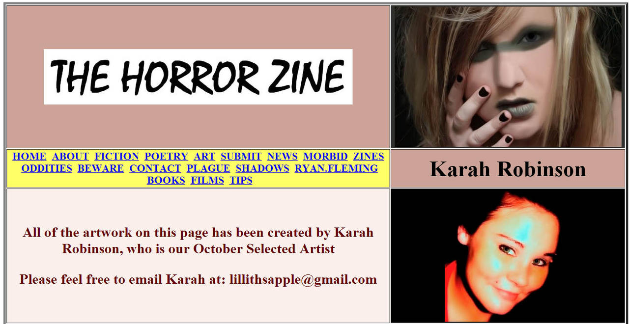 Horror zine Magazine Featured Artist