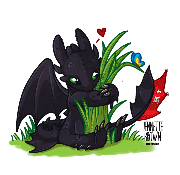 Chibi Toothless - Dragons Love Grass