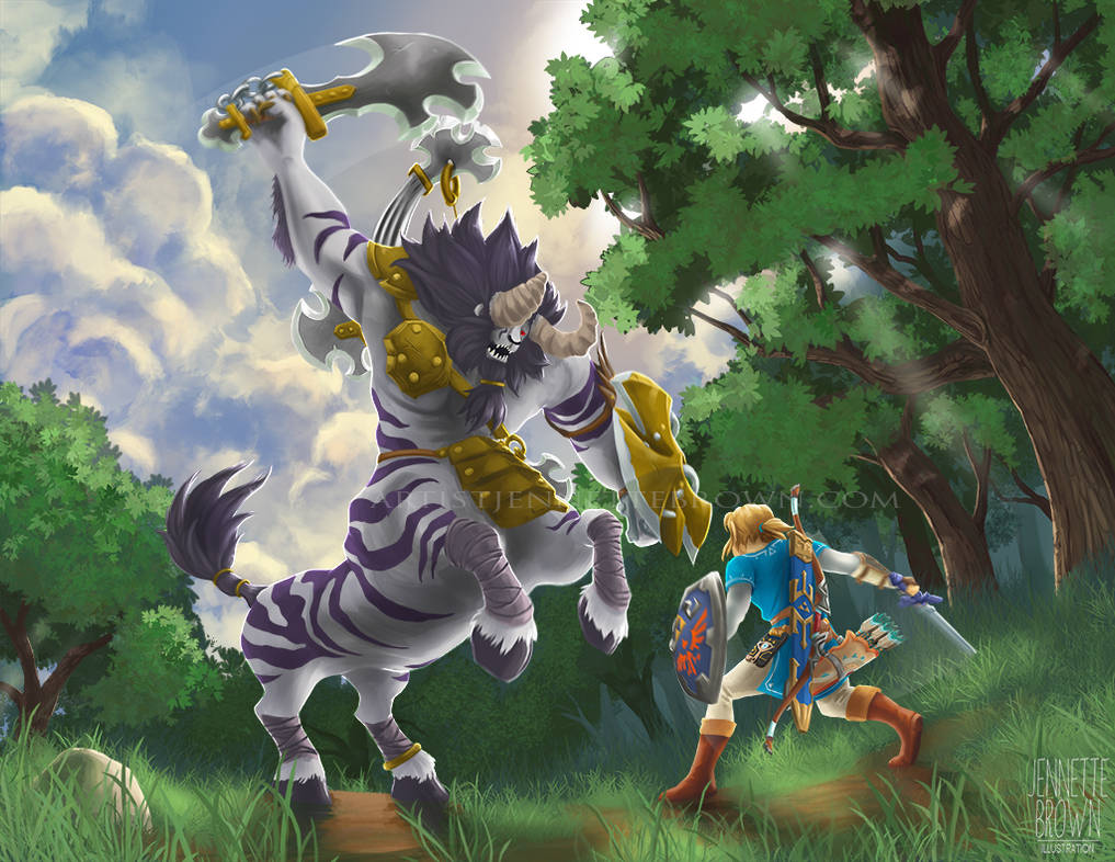 Legend of Zelda Breath of the Wild Lynel Fight by sugarpoultry on