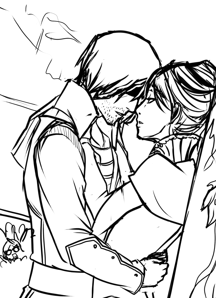 Corvo and Jessamine sketch 2