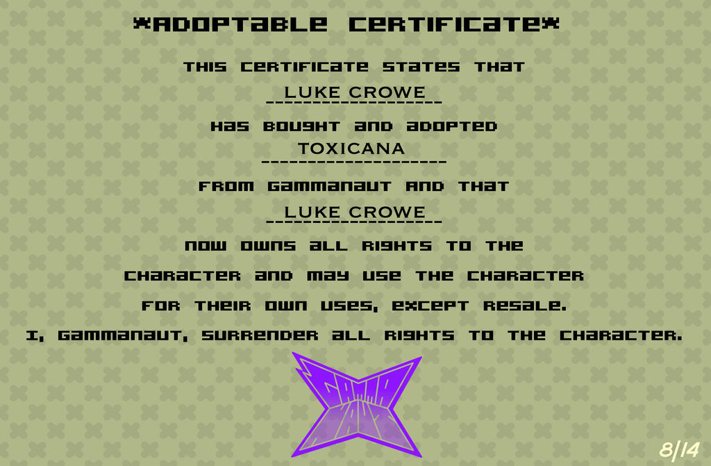 Toxicana adoptable certificate by luke-crowe on DeviantArt