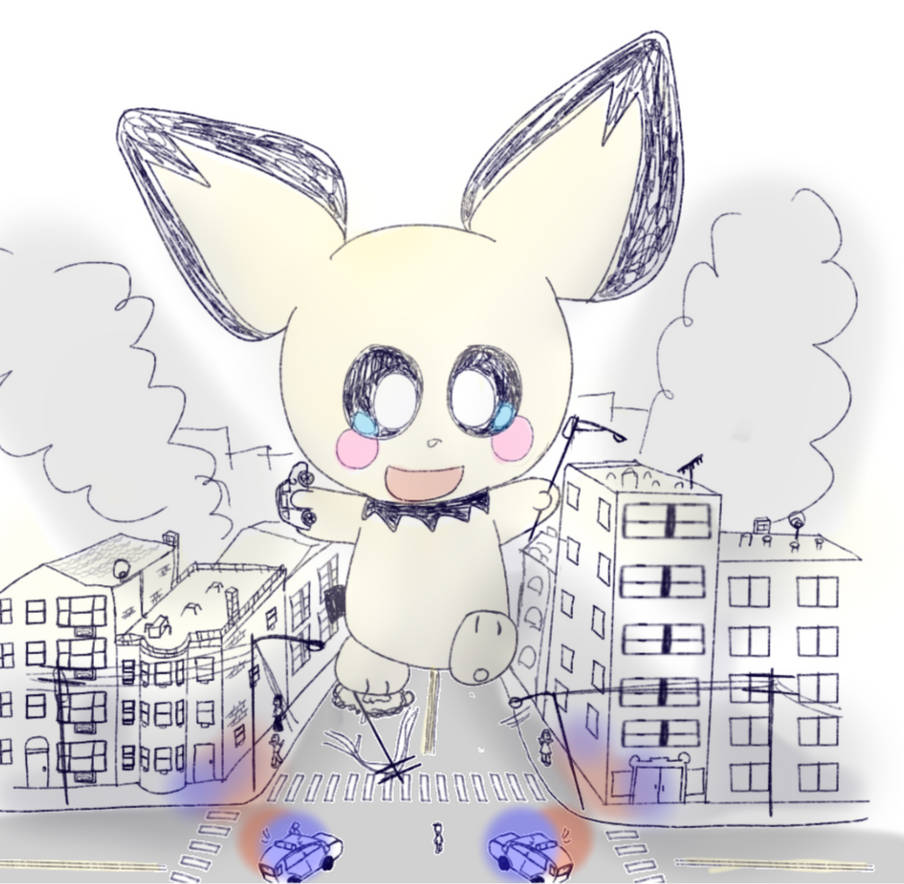 Pichu Grumpy giant pichu playful rampage by feesto on DeviantArt