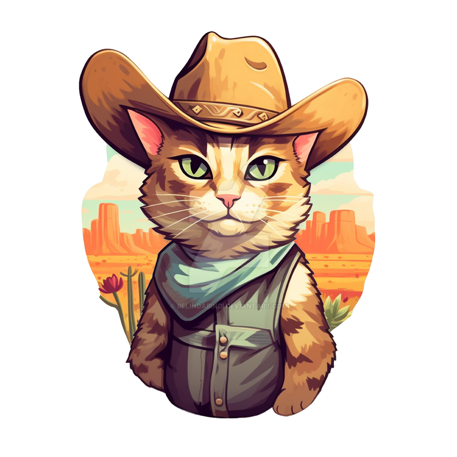 western cowboy country cute cat with hat by BelindaBindi on DeviantArt