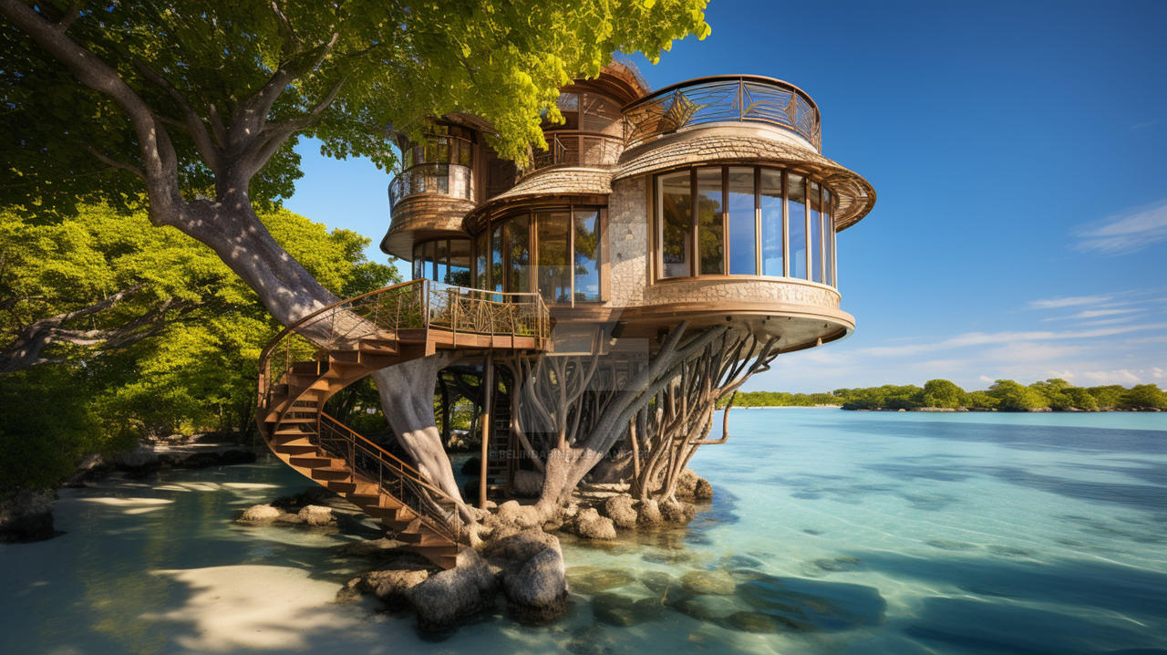 Treehouse Tropical Wallpaper Treehouse Lagoon By Carole Designer