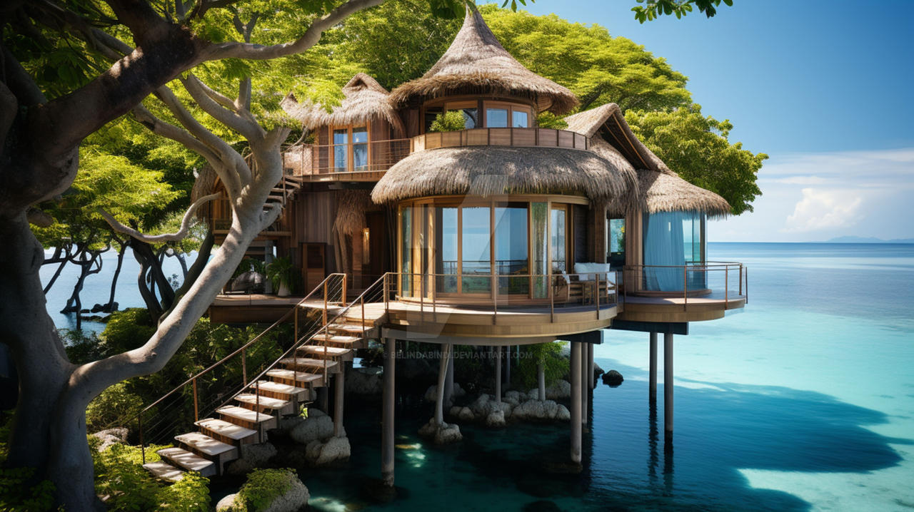 Treehouse Tropical Wallpaper Treehouse Lagoon By Carole Designer