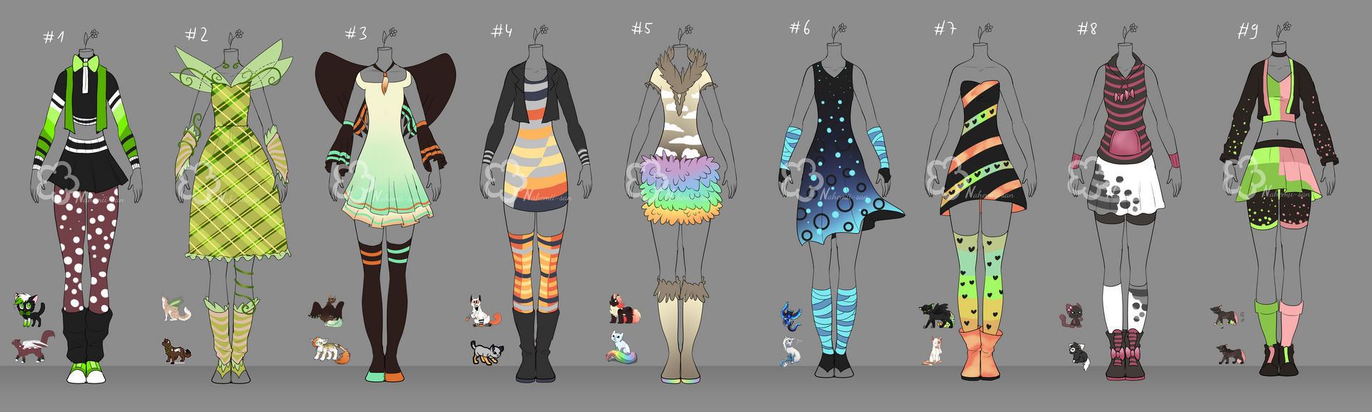 OC-inspired Outfit Adopts - open by Nahemii-san on DeviantArt