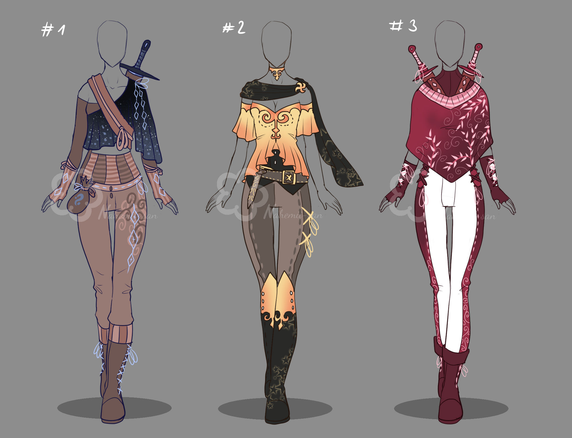 Assassin inspired outfit adopts - closed by Nahemii-san on DeviantArt