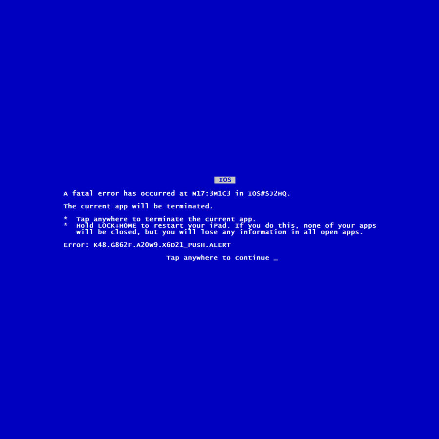 iPad BSOD wallpaper by nitemice