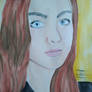 Apple Blossom Girl Watercolor Portrait