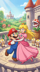 Mario and Princess Peach dancing