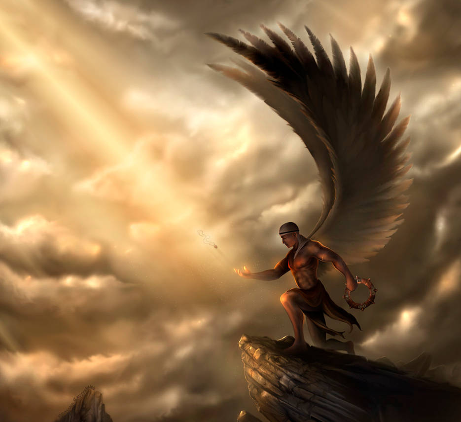 Крылатый ангел. Воин с крыльями. Человек с крыльями.
