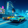 DT : GTA game art in the theme of turquoise