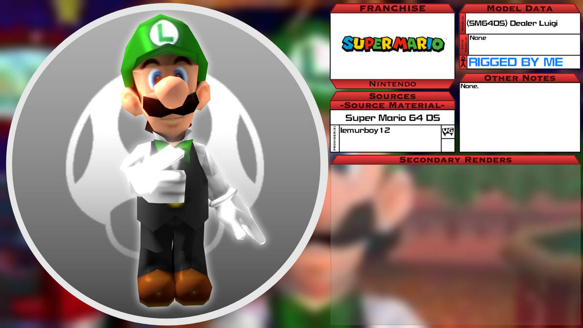 3D Model Showcase - (SM64DS) Dealer Luigi by SeekingtheSky on DeviantArt