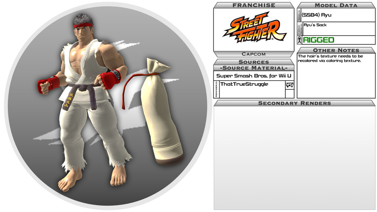 3D Model Showcase - (SSB4) Ryu by SeekingtheSky on DeviantArt