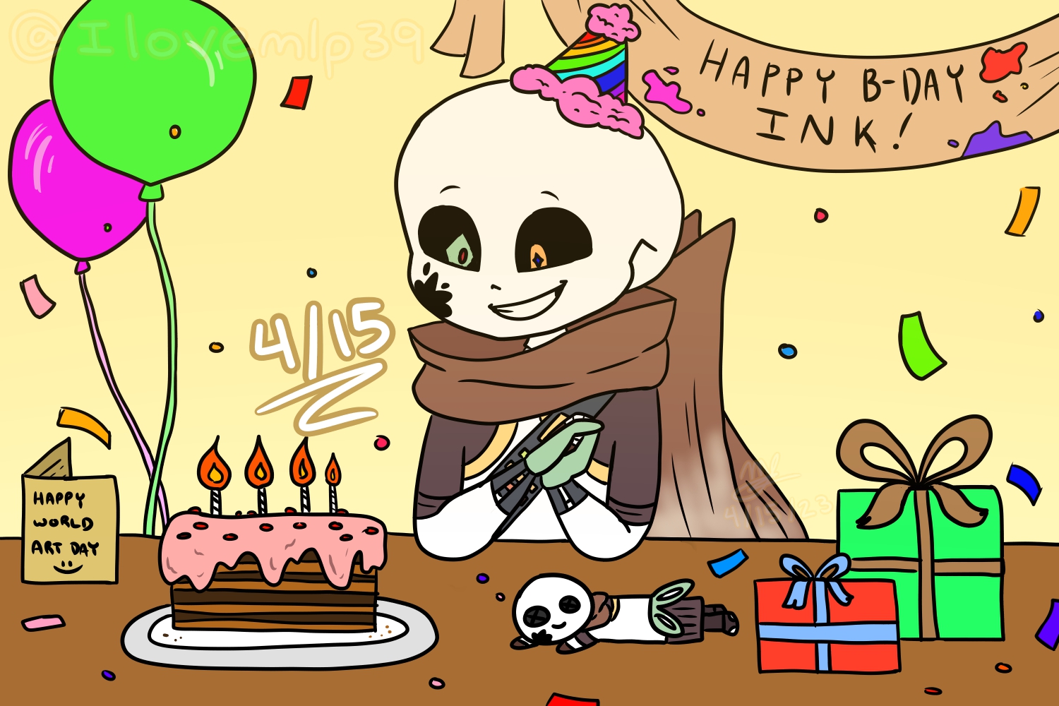 Ink!Sans FANARTTTT!!! (HIS BIRTHDAY IS COMING!!) by irodimmatcha on  DeviantArt