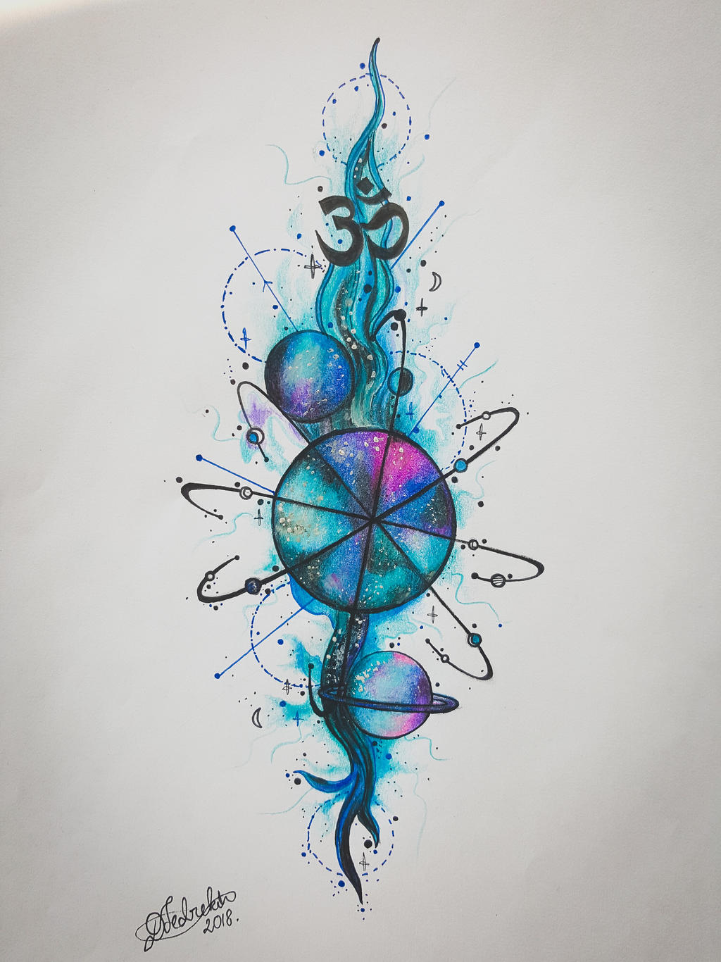 Galaxy space tattoo drawing 2018 by DeelyT on DeviantArt