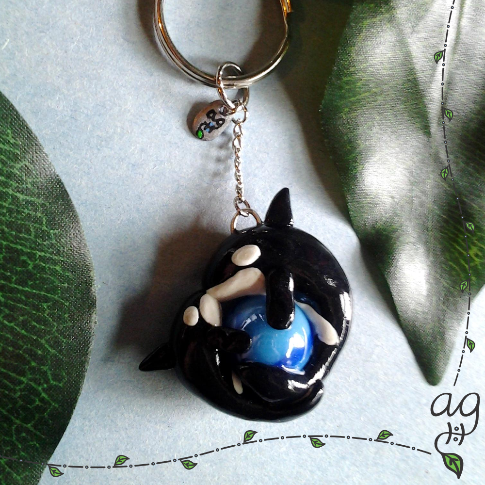 Orca Mother and Calf Keychain