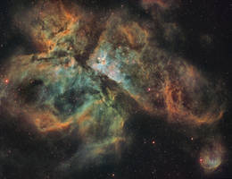 The Carina Nebula in Narrowband Mapped Colour