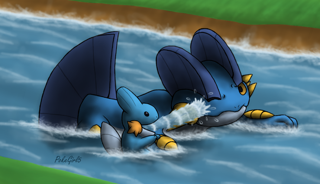 Mudkip lieks Water Gun