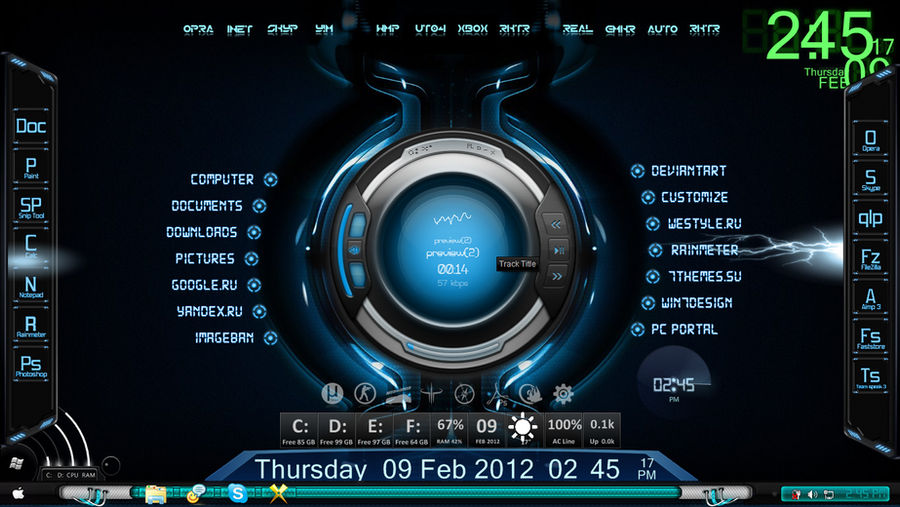 Rainmeter Hud Digital with lightning spark by jestjoy11