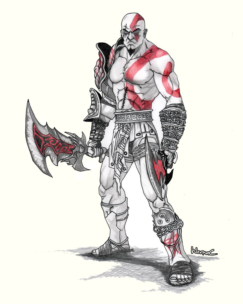 god of war 3 kratos drawing