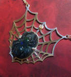 Carved spider opal pendent by jessa1155