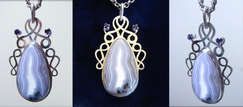 Agate and Amethyst Pendant