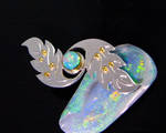 Crystal Opal Leaf Brooch by jessa1155