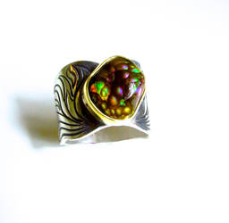 Fire Agate in Flames Ring