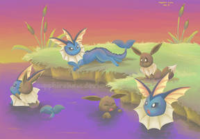 Vaporeon and Eevee