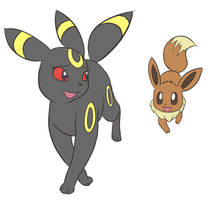 Commission - Umbreon and Eevee