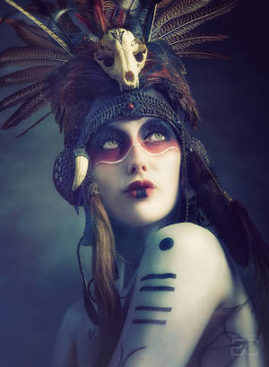 'Anoush' Tribal Portrait -Aviator Helmet headdress by Genevieve-Amelia