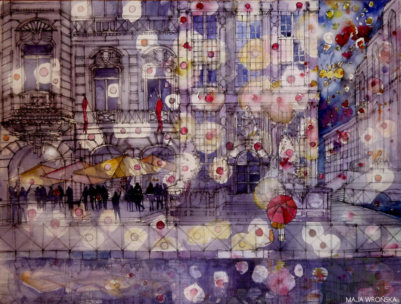 girl with a red umbrella