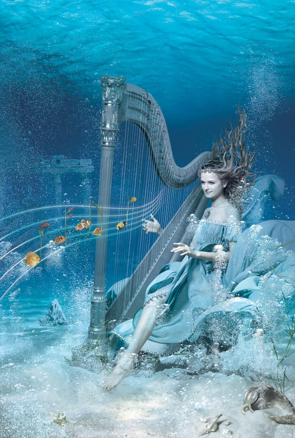 Музыка игра воды. Русалка с арфой. Образ воды. Девушка с арфой. Душа океана.