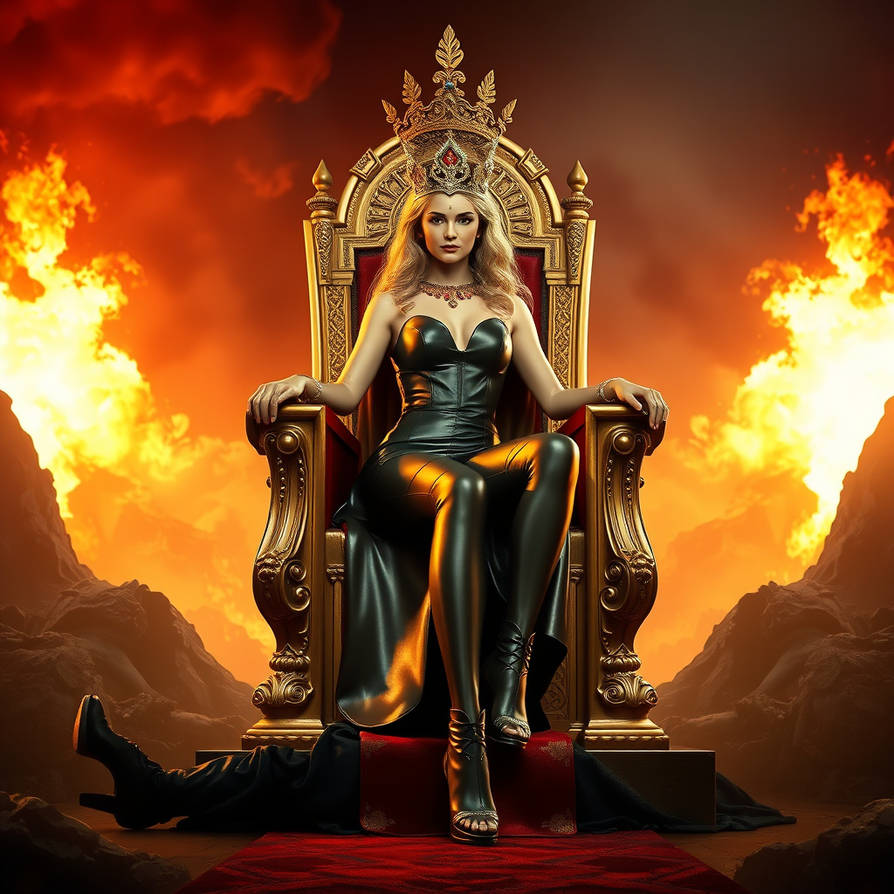 a Goddess sit on her throne the Goddess have leath