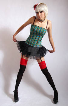 Mini skirt and stockings
