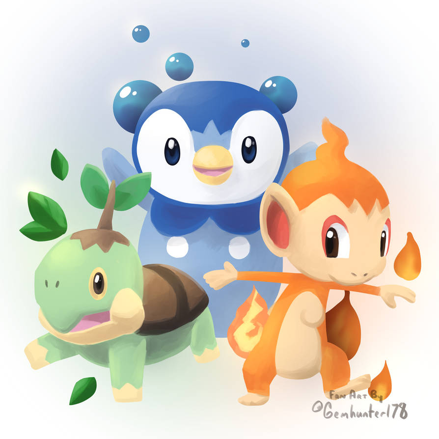 Pokemon Generation 4 Starters by Gemhunter178 on DeviantArt