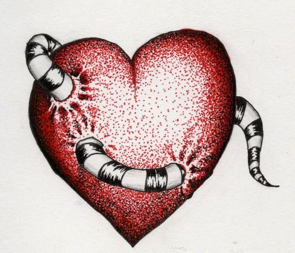 Любовь червей. Сердечко черви.