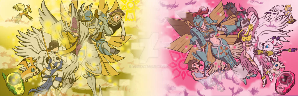 Fatamon Patamon/Gatomon Tri: Fallen Angels (w/Ophanimon) by bsmit93 on DeviantArt