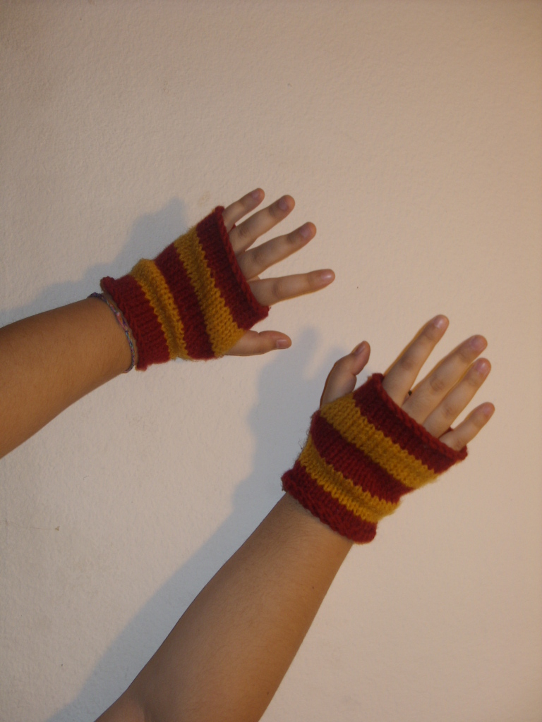 stripey fingerless gloves