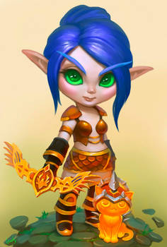 Comm: Chibi Blood Elf Hunter