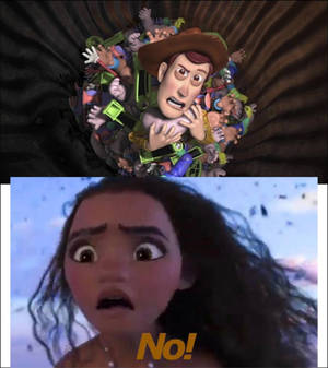 Moana reacts to woody's nightmare 