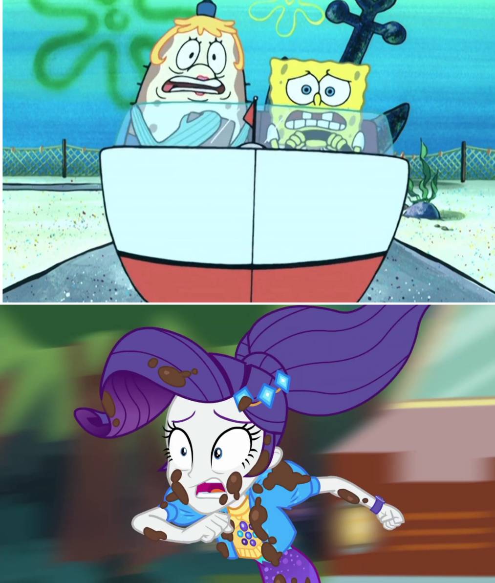 Puffed Rarity Deviantart Spongebob and Mrs. Puff crash into human Rarity by supergreenboi on ...