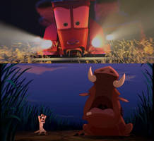 Timon and Pumbaa scream at Frank