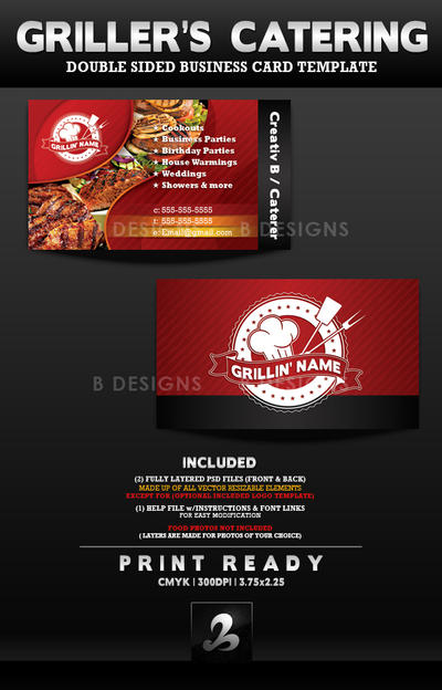 Griller's Catering Business Card Template