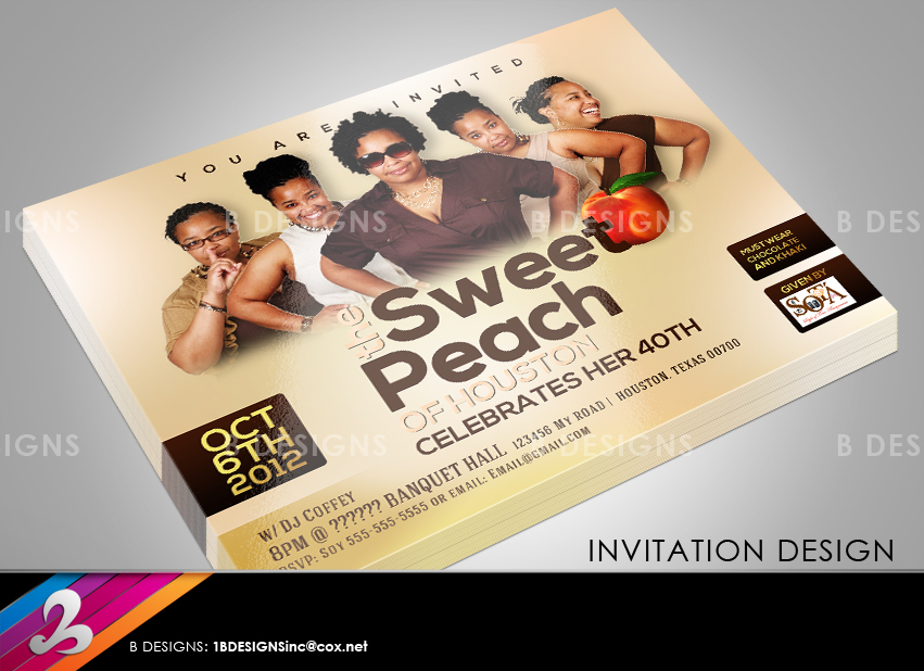 Sweet Peach 40th Birthday Invitation