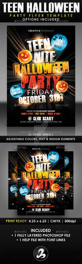 Teen Halloween Party Flyer Template