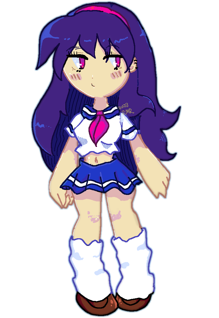 Purple hair School girl